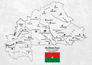 Handdrawn Burkina Faso Map