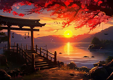 gate japan moon night