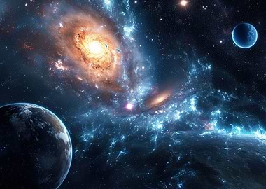 Outer space with galaxies
