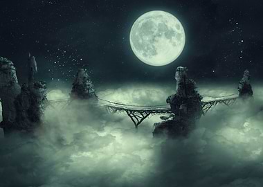 Full moon Dark Sky Clouds