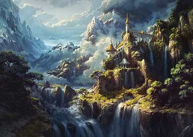 Castle Waterfalls Surreal