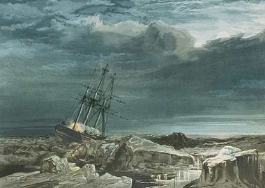 Sailing Ship Stuck On Ice