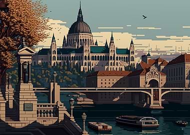 Budapest city Pixel Art