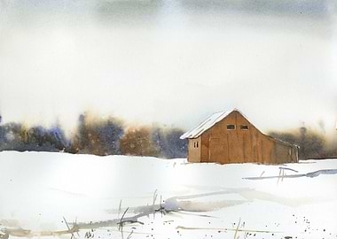 Colorful barn landscape