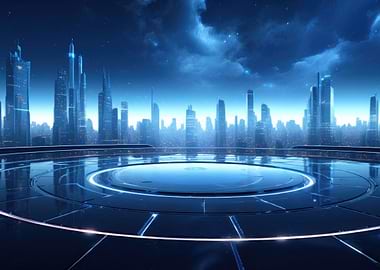 Futuristic city skyline