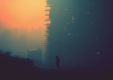 Neo Noir City Haze Sunrise