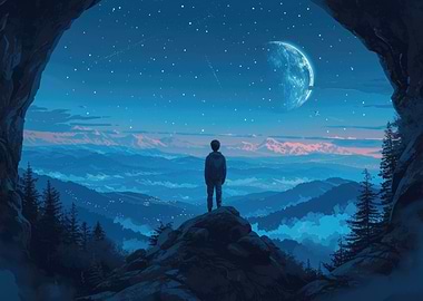 Mountains Vintage Moon