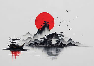 Japanese Island Ink Boat