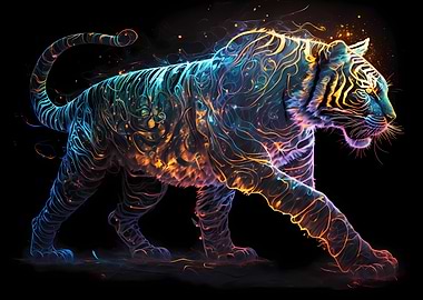 Neon Watercolor Tiger