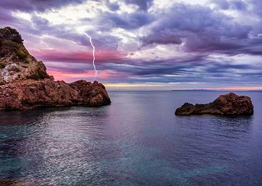 Landscape sea storm rays