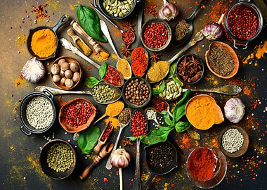 Colorful herbs and spices