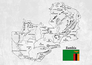 Handdrawn Zambia Map