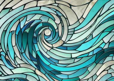 Ocean Wave Spiral Mosaic