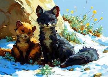 Cute Arctic Fox Weasel Zen