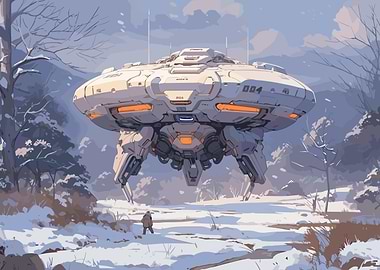 Snowy Fantasy Spaceship