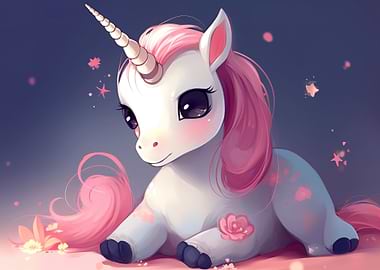 Cute baby Unicorn Horse