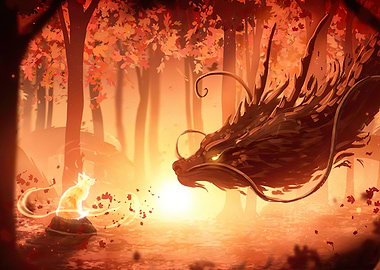 fox fantasy dragon