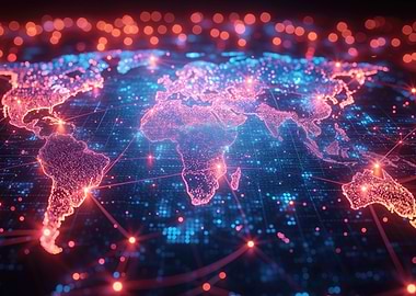 Planet map in neon colors