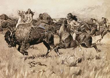 Indians Hunting Bison