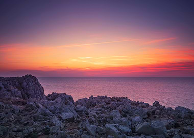 Pink sunset on the island