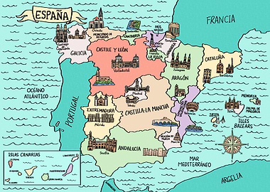 Colorido Mapa Spain