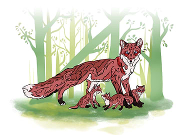 Tribal Style Fox Family