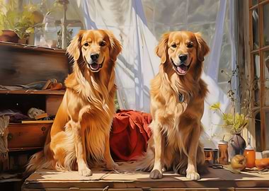 Two Golden retrievers