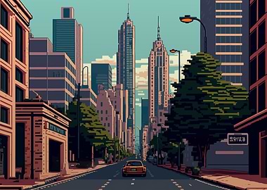 Frankfurt city Pixel Art