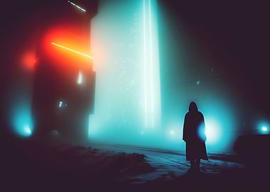 Cyberpunk Neon Snowscape