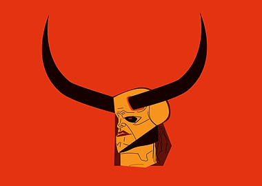 Skull with horns hand dra