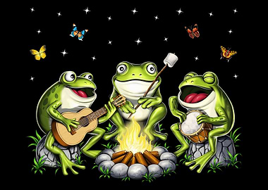 Cottagecore Frogs Camping