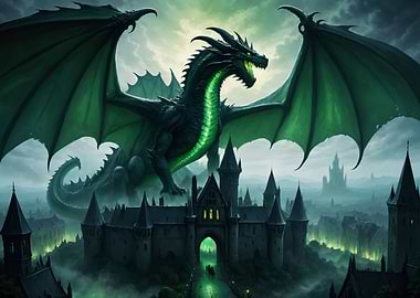 A gigantic green dragon