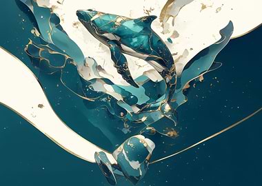 blue whale kintsugi art