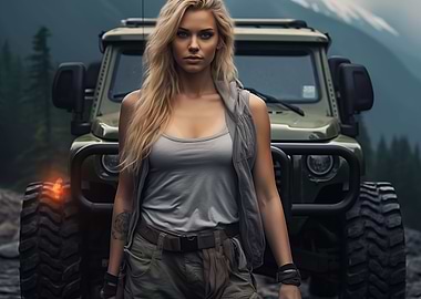 Jeep car and girl