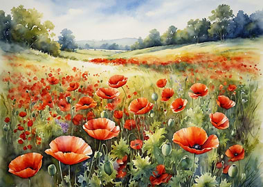 Field of Red Poppies