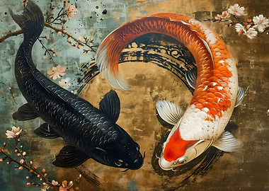 Yin yang koi fish Japan