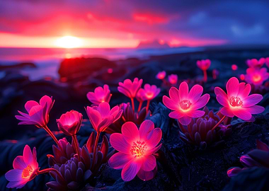 Glowing Purple Flowers Zen