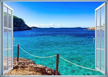 Window view sea landscape
