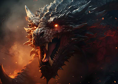 Mysterious Fire Dragon Art