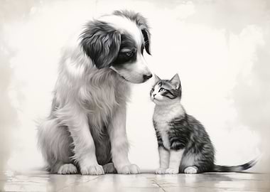 Cute Dog and Cat Artwork