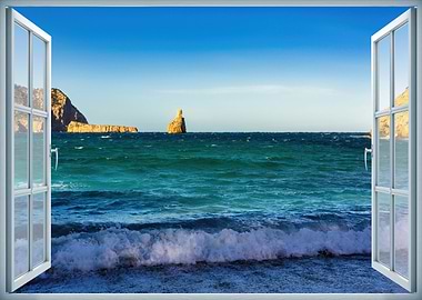 Window view beach ocean