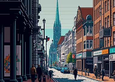 Dusseldorf City Pixel Art