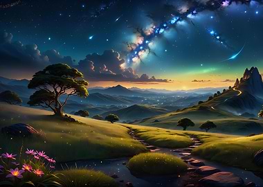 Starry sky Landscape Dream