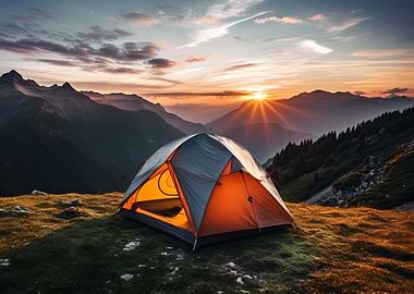 Dawn Camping in Mountains