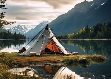 Lake Camping in Nature