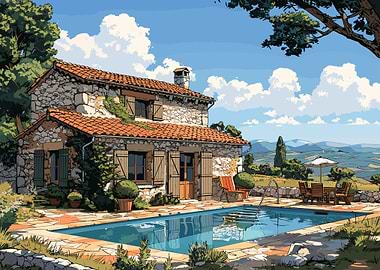 Rustic House with pool