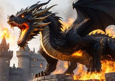 Black Dragon Roaring in Fi