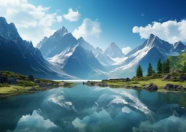 Mountains at Lake Nature