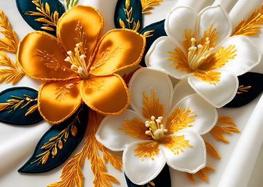 Elegant Gold Snow Flowers
