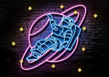 ASTRONAUT NEON ART